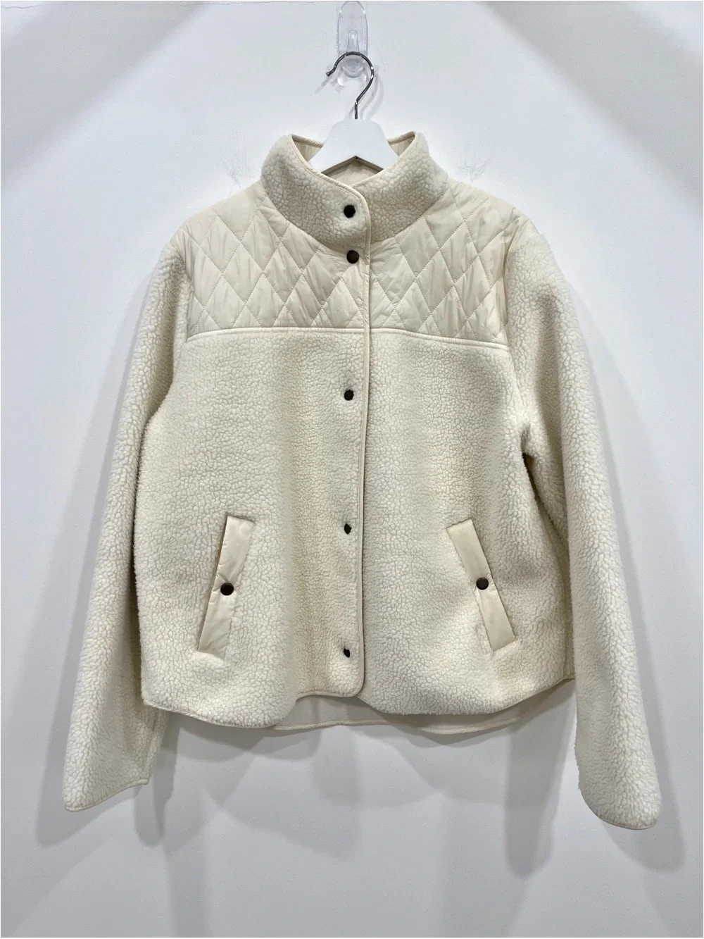 Barbour Aspen Sherpa Fleece Quilted Jacket Winter Pearl Cream Women’s 14